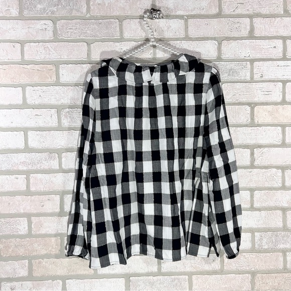J. Crew White and Black Buffalo Plaid Button Down Blouse Size M - Picture 5 of 11